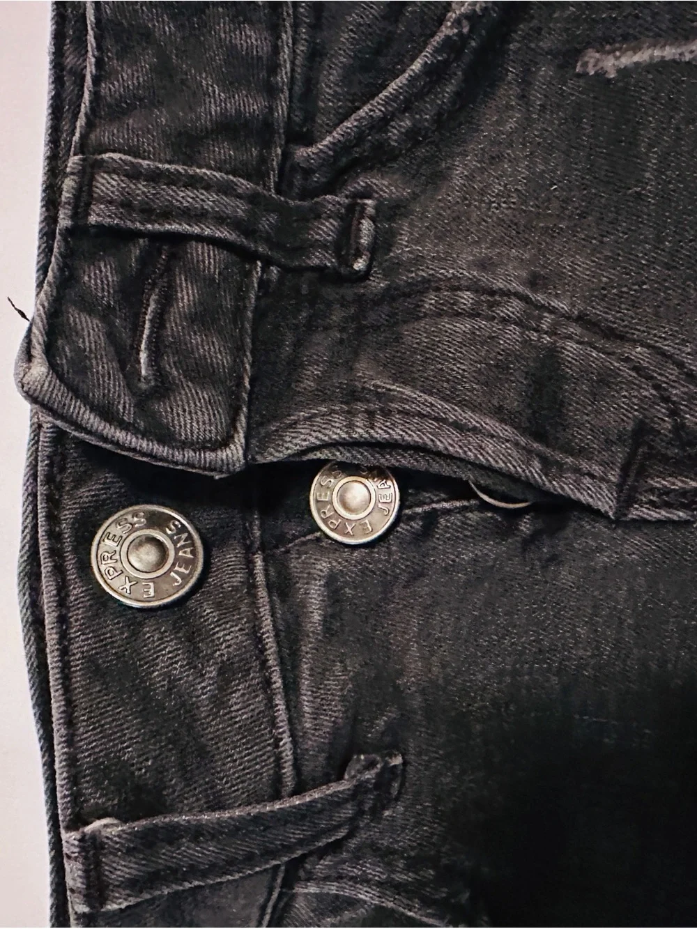 Express Black Distressed Denim Jean Shorts